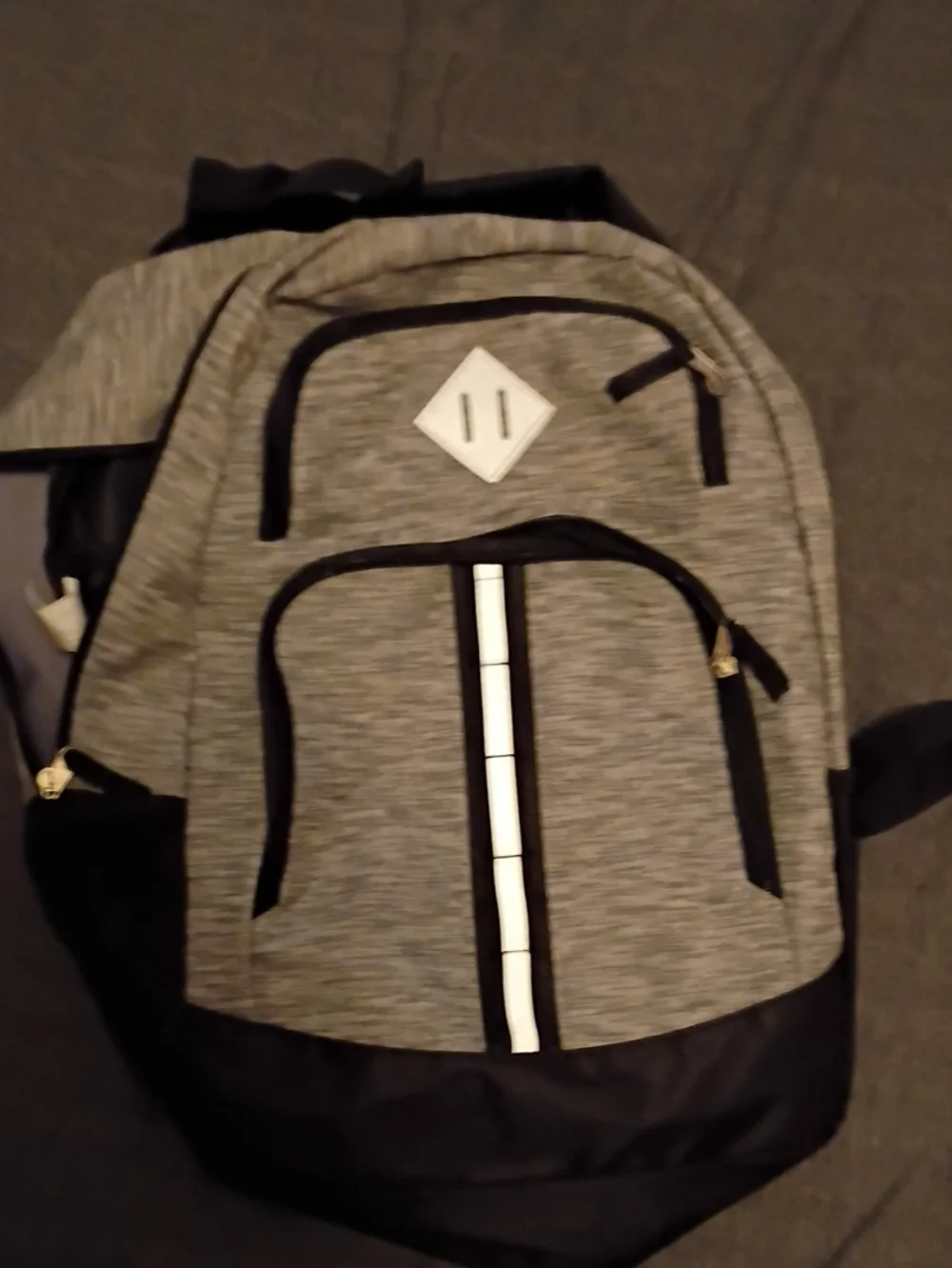 Men's Grey and Black Backpack with Reflective Accent